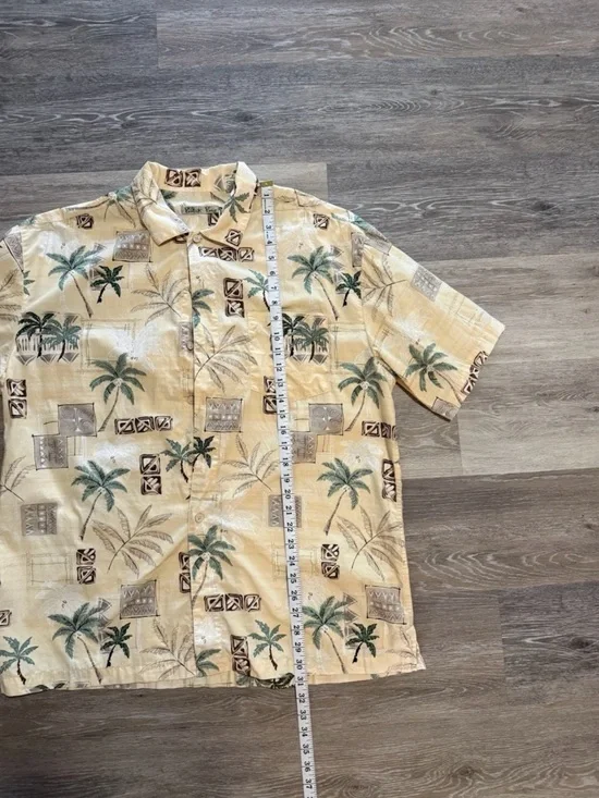 Batik Bay Men's Hawaiian Tropical Print Short-Sleeve Shirt - Cream Palm Size XL - Picture 2 of 9